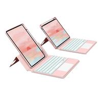 QYiiD Étui Clavier pour iPad Air 5ème Génération 2022 10.9 Pouces/iPad Air 4 2020, Magnétique Transparent Vertical Housse et Porte-Crayon & AZERTY Rétroéclairé Clavier avec pavé Tactile, Rose