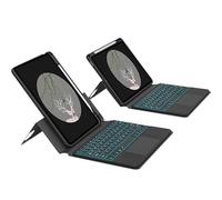 QYiiD Étui Clavier pour iPad Air 5ème Génération 2022 10.9 Pouces/iPad Air 4 2020, Magnétique Transparent Vertical Housse et Porte-Crayon & AZERTY Rétroéclairé Clavier avec pavé Tactile, Noir