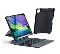 QYiiD Étui clavier pour iPad Air 5ème génération 2022/Air 4ème génération 2020, iPad Pro 11" (1ère, 2ème, 3ème, 4ème génération) avec pavé tactile, clavier magnétique amovible rétroéclairé à 7 couleur