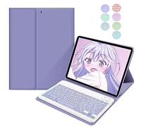 QYiiD Étui clavier pour iPad Mini 5 / Mini 4, 7 couleurs rétroéclairées, clavier Bluetooth sans fil, pour iPad Mini 3/2/1, étui magnétique intelligent avec porte-crayon, violet
