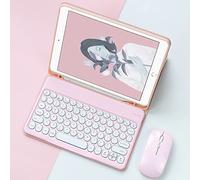 QYiiD Étui clavier pour iPad Mini 5/Mini 4, clavier rond mignon sans fil avec coque de protection magnétique avec porte-crayon pour iPad Mini 5/iPad Mini 4/iPad Mini 3/Mini 2/Mini 1, rose