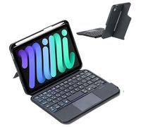 QYiiD Étui clavier pour iPad Mini 6 2021 (8,3 pouces), béquille magnétique amovible en silicone+étui ABS avec clavier trackpad rétroéclairé Bluetooth pour iPad Mini 6ème génération avec porte-crayon