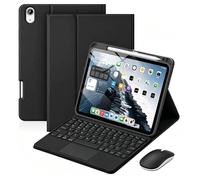 QYiiD Étui Clavier pour iPad Mini 7 (A17 Pro) 2024 / Mini 6ème 8,3 Pouces, Pavé Tactile Multi-Touch, AZERTY Clavier Bleutooth Amovible avec Souris, Coque Fine en PU avec Support et Porte-Pencil，Noir