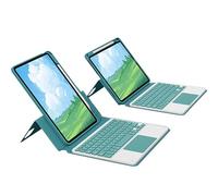 QYiiD Étui Clavier pour iPad Pro 12,9" 2022 (6?/5?/4?/3? génération), Magnétique Transparent Vertical Stand Housse et Porte-Crayon & Détachable AZERTY Amovible Clavier avec pavé Tactile, Vert foncé