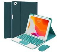 QYiiD Étui clavier pour iPad Pro 12.9 2022 6{^>e<^} génération/2021 5{^>e<^} génération/2020 4{^>e<^} génération/3e génération, clavier souris sans fil magnétique amovible, Smart Folio avec