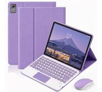 QYiiD Étui Clavier pour Lenovo Idea Tab 11 Pouces 2025 / Tab M11 11 Pouces 2024, Pavé Tactile Multi-Touch, AZERTY Clavier Bleutooth sans Fil Amovible, Support Réglable avec Souris, Lavande