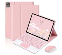 QYiiD Étui Clavier pour Lenovo Idea Tab 11 Pouces 2025 / Tab M11 11 Pouces 2024, Pavé Tactile Multi-Touch, AZERTY Clavier Bleutooth sans Fil Amovible, Support Réglable avec Souris, Rose