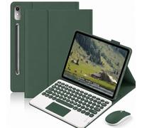 QYiiD Étui Clavier pour Lenovo Idea Tab Pro 12.7" 2025, Pavé Tactile Multi-Touch, AZERTY Clavier Bleutooth sans Fil Amovible, Support Réglable avec Souris pour 12.7" Idea Tab Pro, Vert foncé
