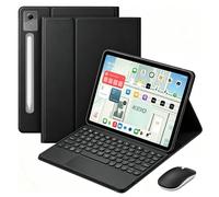 QYiiD Étui Clavier pour Lenovo Idea Tab Pro 12.7" 2025, Pavé Tactile Multi-Touch, AZERTY Clavier Bleutooth sans Fil Amovible, Support Réglable avec Souris pour 12.7" Idea Tab Pro，Noir