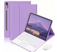 QYiiD Étui Clavier pour Lenovo Idea Tab Pro 12.7" 2025, Pavé Tactile Multi-Touch, AZERTY Clavier Bleutooth sans Fil Amovible, Support Réglable avec Souris pour 12.7" Idea Tab Pro, Lavande