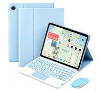 QYiiD Étui Clavier pour Lenovo Tab 10.1 Pouces 2025 TB311FU/TB311XU, Pavé Tactile Multi-Touch, AZERTY Clavier Bleutooth sans Fil Amovible, Support Réglable avec Souris, Auto Sleep/Wake, Bleu