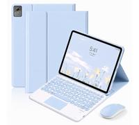 QYiiD Étui Clavier pour Lenovo Tab M11 / K11 LTE 11" 2024, Pavé Tactile Multi-Touch, AZERTY Clavier Bleutooth sans Fil Amovible, Support Réglable avec Souris, Auto Sleep/Wake, Bleu