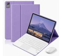 QYiiD Étui Clavier pour Lenovo Tab M11 / K11 LTE 11" 2024, Pavé Tactile Multi-Touch, AZERTY Clavier Bleutooth sans Fil Amovible, Support Réglable avec Souris, Auto Sleep/Wake, Lavande
