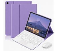 QYiiD Étui Clavier pour Lenovo Tab One 8.7 2025, Pavé Tactile Multi-Touch, AZERTY Clavier Bleutooth sans Fil Amovible, Support Réglable avec Souris pour Lenovo Tab One Tablet TB305FU，Lavande