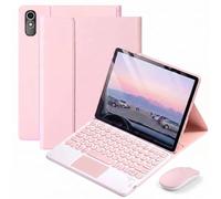 QYiiD Étui Clavier pour Lenovo Tab P11 2nd Gen Case 11.5" (TB350FU / TB350XU) 2023, Pavé Tactile Multi-Touch, AZERTY Clavier Bleutooth sans Fil Amovible, Support Réglable avec Souris, Rose