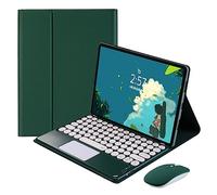 QYiiD Étui clavier pour pavé tactile avec souris pour Xiaomi Redmi Pad 10,6 pouces 2022, housse de clavier folio avec jolie clé ronde et clavier tactile amovible sans fil, DrakGreen