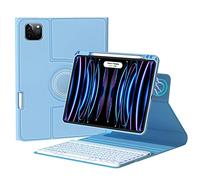 QYiiD Étui clavier rétroéclairé rotatif pour iPad Air 5e/4e génération 11"/iPad Pro 11 (2022/2021/2020), clavier sans fil détachable rétroéclairé 7 couleurs avec coque de support hybride transparente