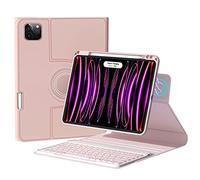 QYiiD Étui clavier rétroéclairé rotatif pour iPad Air 5e/4e génération 11"/iPad Pro 11 (2022/2021/2020), clavier sans fil détachable rétroéclairé 7 couleurs avec coque de support hybride transparente