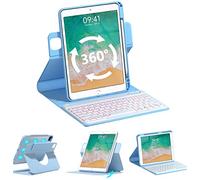 QYiiD Étui clavier rotatif pour iPad 9,7" 5ème 6e génération, iPad Pro 9.7, iPad Air 2, iPad Air, Housse de fixation magnétique rotative, clavier rétroéclairé détachable pour iPad 9.7 2018/2017, bleu
