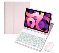 QYiiD Étui clavier TouchPad pour iPad Mini 6 8,3", clavier Bluetooth rétroéclairé magnétique amovible, coque de support fine avec porte-crayon pour iPad Mini 6ème génération 2021, rose