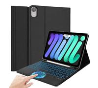 QYiiD Étui Clavier Touchpad pour iPad Mini 6e génération 2021, AZERTY Français Clavier Bluetooth Rétroéclairé Détachable avec Étui Touchpad pour iPad Mini 6