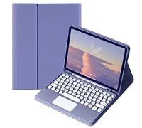 QYiiD Étui de clavier avec pavé tactile pour Galaxy Tab S6 Lite 10,4" 2022/2020 SM-P610/P613/P615/P619 - Housse de clavier intelligente folio fine avec joli clavier rond sans fil avec porte-stylet en