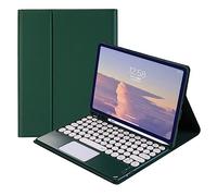 QYiiD Étui de clavier avec pavé tactile pour Galaxy Tab S8/Tab S7 11" (SM-X700/X706/T870/T875/T878), housse de clavier intelligente Folio fine avec joli clavier rond sans fil avec porte-stylet S, vert