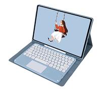 QYiiD Étui de clavier avec pavé tactile pour Galaxy Tab S8 Ultra 14,6" 2022 (SM-X900/SM-X906), étui de clavier intelligent fin avec joli clavier rond sans fil avec porte-stylo S, bleu