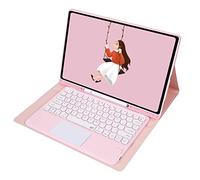 QYiiD Étui de clavier avec pavé tactile pour Galaxy Tab S8 Ultra 14,6" 2022 (SM-X900/SM-X906), étui de clavier intelligent fin avec joli clavier rond sans fil avec porte-stylo S, rose