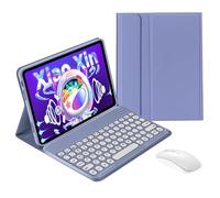 QYiiD Étui de clavier avec souris pour Lenovo Tab M10 Plus 10,3 pouces/K10 (TB-X606F/TB-X606X/TB-X6C6F/TB-X6C6X) Folio Slim Smart Keyboard Case Cover avec joli clavier rond sans fil, violet