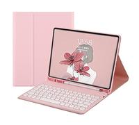 QYiiD Étui de clavier détachable pour iPad 9, iPad 8, iPad 7 10,2", Air 3 Pro 10,5", rose