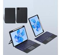 QYiiD Étui de clavier pour Huawei MatePad 10,4" sorti en 2022/2020, coque en silicone + ABS, coque magnétique amovible avec clavier trackpad rétroéclairé Bluetooth avec porte-crayon