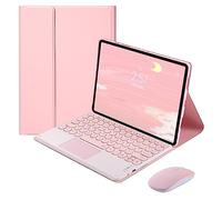 QYiiD Étui de clavier pour Xiaomi Mi Pad 5 Pro 12,5", housse de clavier Folio avec jolie touche ronde sans fil, clavier et souris amovibles, rose
