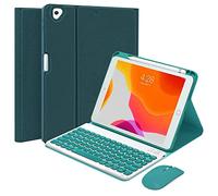 QYiiD Étui portefeuille intelligent pour iPad Air 5e 4e génération, iPad Pro 11" 2022 2021/2020/2018, clavier amovible sans fil avec porte-crayon, vert foncé