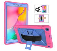 QYiiD Étui pour Galaxy Tab A 8.4 2020 SM-T307 Enfant ou Adult Coque de Robuste ave Rotation de 360° Support, Dragonne pour Samsung Galaxy Tab A 8.4 Pulgada 2020 Model SM-T307 (Rosa+Bleu)