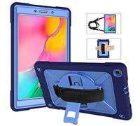 QYiiD Étui pour Galaxy Tab A 8.4 2020 SM-T307 Enfant ou Adult Coque de Robuste ave Rotation de 360° Support, Dragonne pour Samsung Galaxy Tab A 8.4 Pulgada 2020 Model SM-T307 (NavyBleu+Bleu)