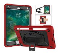 QYiiD Étui pour iPad Mini 5/Mini 4 Enfant ou Adult Coque de Robuste avec Porte-Stylet, Support Pivotant, Dragonne pour iPad Mini 5e/4e Génération A2133/A2124/A2126/A2125/A1538/A1550 (Red+Noir)