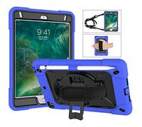 QYiiD Étui pour iPad Mini 5/Mini 4 Enfant ou Adult Coque de Robuste avec Porte-Stylet, Support Pivotant, Dragonne pour iPad Mini 5e/4e Génération A2133/A2124/A2126/A2125/A1538/A1550 (Dark Bleu+Noir)