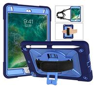 QYiiD Étui pour iPad Mini 5/Mini 4 Enfant ou Adult Coque de Robuste avec Porte-Stylet, Support Pivotant, Dragonne pour iPad Mini 5e/4e Génération A2133/A2124/A2126/A2125/A1538/A1550 (NavyBleu+Bleu)