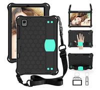 QYiiD Kids Coque pour Huawei MatePad T10s /T10 2020, Antichoc Etui Housse EVA Enfants Antichoc Protecteur avec Poignée Support et Bretelles pour Huawei T10s 10.1" / T10 9.7" Tablet, Noir/Aqua