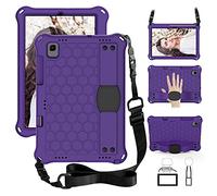 QYiiD Kids Coque pour Lenovo M10 FHD REL/Lenovo Tab M10 TB-X505F/TB-X605F/Tab P10 (TB-X705F) 10.1", Antichoc Etui Housse Enfants Antichoc Protecteur avec Poignée Support et Bretelles, Purple/Noir