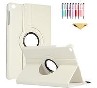 QYiiD Lenovo Tab M8 HD LTE/Tab M8 HD/Smart Tab M8 Coque, Slim Folding PU Leather 360 Degrees Rotating Stand Coque pour Lenovo Tab M8 HD (2nd Gen) TB-8505F TB-8505X / Smart Tab M8, White