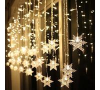 QYiiD Rideau lumineux de Noël en forme d'étoile - 4 m - 96 LED - Flocon de neige - À brancher - Avec 8 modes de décoration pour intérieur ou extérieur - Décoration d'anniversaire ou de fête de mariage