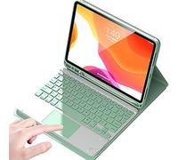 QYiiD TouchPad Étui avec clavier pour Air 5e/4e génération 11" 2022/2020, Pro 11" 3e/2e/1ère génération 2021/2020/2018, pavé tactile intelligent, clavier sans fil amovible avec porte-crayon, vert
