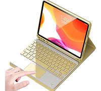 QYiiD TouchPad Étui avec clavier pour Air 5e/4e génération 11" 2022/2020, Pro 11" 3e/2e/1ère génération 2021/2020/2018, clavier sans fil amovible avec porte-crayon, jaune