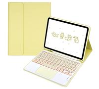 QYiiD TouchPad Étui avec clavier pour iPad Air 5e 2022/Air 4e génération 11" 2020/iPad Pro 11" 2021/2020/2018, clavier sans fil magnétique amovible et support fin avec porte-crayon, jaune