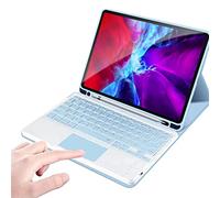 QYiiD TouchPad - Étui clavier pour iPad 10,2" 9ème 8ème 7ème génération - Clavier intelligent sans fil détachable avec porte-crayon pour iPad 10,2"/iPad Air 10,5" (3ème génération)/Pro 10,5", bleu
