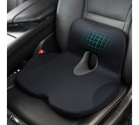 QYILAY Coussin de Siège Voiture Mémoire de Forme avec Soutien Lombaire - Confort Ergonomique pour Le Dos - Idéal pour Longs Trajets, Bureau, Camion, Chauffeur - Housse Amovible Lavable. (Noir)