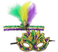 QYJMLH Masque Carnaval, Masques de Mascarade,Sequin cheveux avec plumes cheveux avec tête sauvage,Hommes Femmes Masques de Bal Sexy, pour Masquerades et Déguisements
