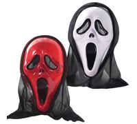 QYJMLH Masques Scream Halloween,Masque d'horreur Halloween,Masque Ghostface Scream, Halloween horror Mask Party Makeup ball grimace horreur hurlant Skull Ghost Mask,2PCS